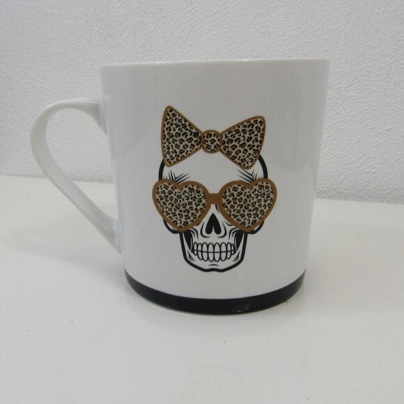 Creepin' It Real Skull Themed Ceramic Mug Leopard Print Halloween Spooky - Picture 3 of 4